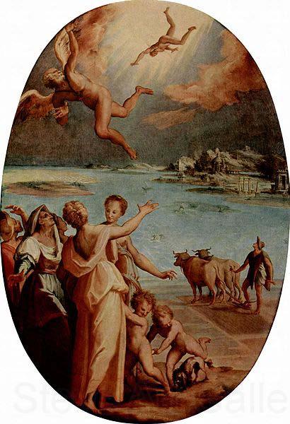 Maso da San Friano Der Sturz des Ikarus, Oval Norge oil painting art